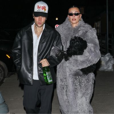 Hailey Bieber Doubled Down On All Things Fuzzy and Furry in Ferragamo