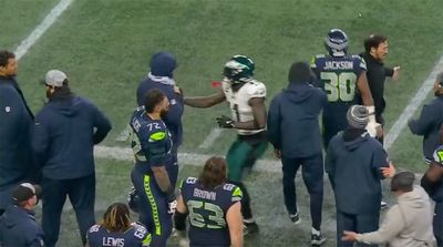 Cameras Caught Eagles' A.J. Brown Having Heated Sideline Moment With Seahawks Staffer