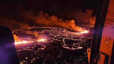 Icelandic Volcano Erupts, Lava Flow Veering Away from Grindavik Town