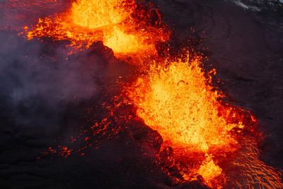 Watch live: Iceland volcano shoots lava into air as eruption continues