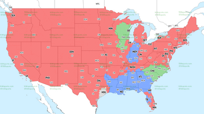TV broadcast maps for Week 16 of NFL action