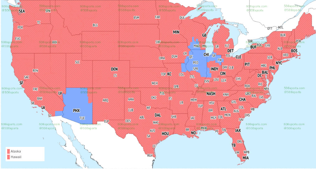 NFL Week 16 TV broadcast maps