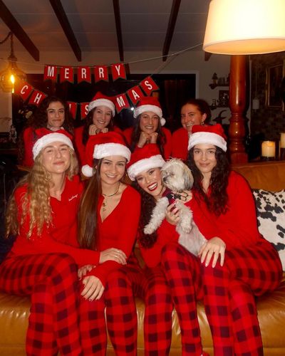 Madison Pettis and friends enjoy a vibrant red night out