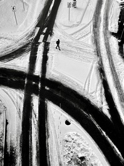 ‘With the snow and the dark lines on the road, it screamed monochrome’: Ivor Levin’s best phone picture