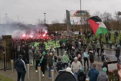 Watch as Celtic ultras march to Parkhead with pyro display ahead of Livingston clash