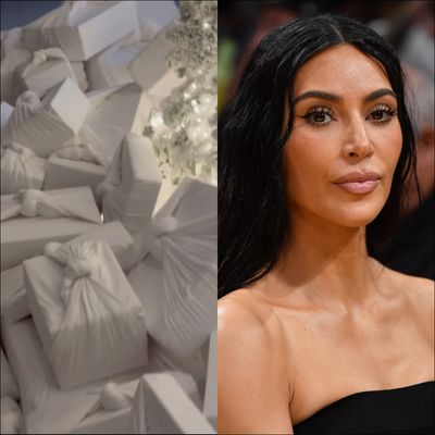 Sustainable Queen Kim Kardashian Wrapped All of Her Christmas Gifts in $48 Skims T-Shirts
