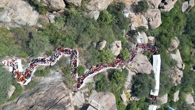 Thousands celebrate Hanuma Mala Visarjan on Anjanadri Hills