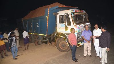 10 lorries seized in midnight raids on illegal transportation of gravel in Eluru district