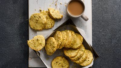 Brown butter and pistachio sable