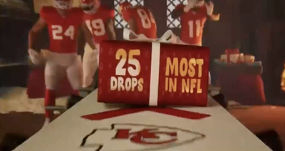 CBS showed a graphic about the Chiefs’ drops immediately before Travis Kelce dropped a pass