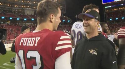 Mics Caught John Harbaugh Having Comical Conversation With Brock Purdy after Ravens’ Win Over 49ers