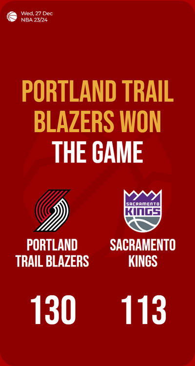 Blaze of Glory: Trail Blazers Roast Kings in Fiery Victory!