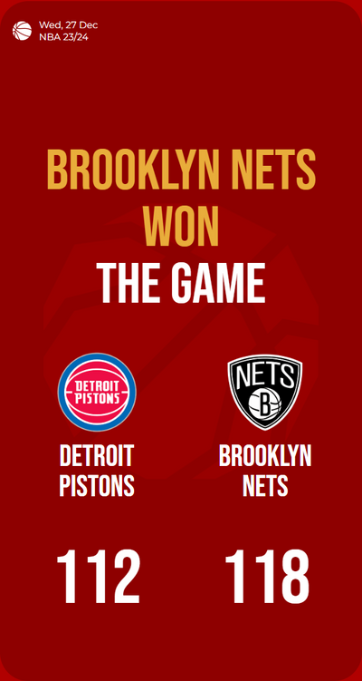 Brooklyn Nets triumph over Detroit Pistons in thrilling high-scoring showdown!