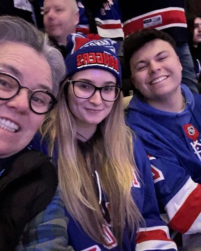 Rosie O'Donnell Supports New York Rangers with Family in NYC