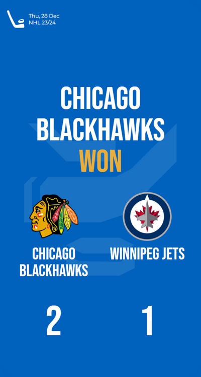 Blackhawks seize victory with 2 goals, Jets trail behind at 1