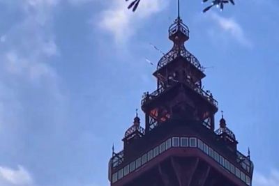 Emergency services rush to Blackpool Tower mistaking fabric for flames
