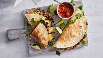 Black bean quesadillas with salsa