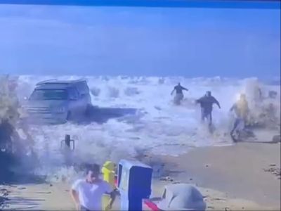 Eight injured by monster rogue wave that smashed into California beach town