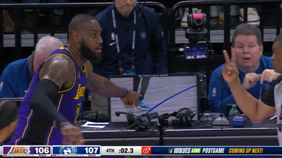 LeBron James literally went to the replay screen to argue he made a tying 3-pointer vs. Timberwolves