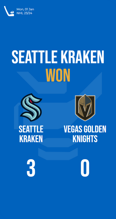 Kraken conquer Golden Knights, shutting them out with a triumphant 3-0!