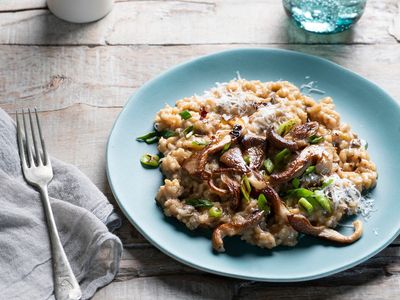 Start Veganuary right with this mushroom miso risotto with chilli oil