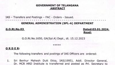 Smita Sabharwal transferred out of CMO in a major reshuffle of IAS officers in Telangana