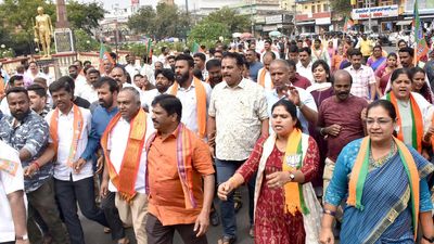 BJP activists protest against arrest of Hindutva activist in Mysuru