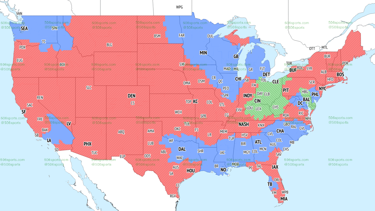 Falcons vs. Saints TV Broadcast map for Week 18