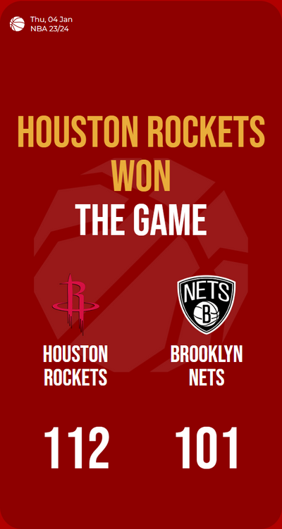 Rockets soar past Nets, clinching victory with a sweet 112-101 triumph!