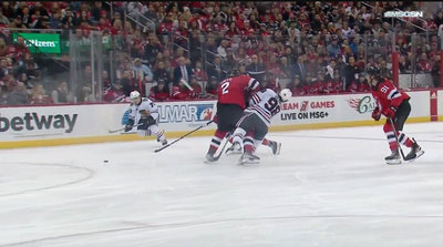 Connor Bedard Exits Blackhawks-Devils Game After Taking Big Hit From Brendan Smith