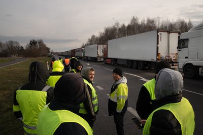 20-mile backup as Polish truckers blockade border in standoff with Ukrainian drivers