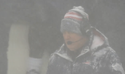 Bill Belichick looked so miserable covered in snow during Jets-Patriots and NFL fans had jokes