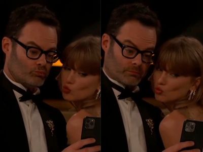Bill Hader snaps a selfie with Taylor Swift at 2024 Golden Globes Awards
