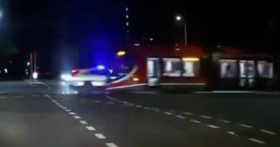 Police car T-boned by tram during Summernats