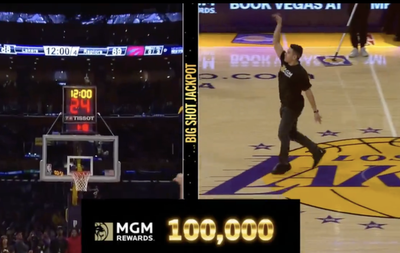 Lakers Bench Was So Pumped After Fan Drilled Half-Court Shot for $100,000