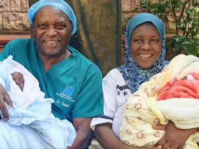 Ugandan woman who welcomed twins at 70 shares first photos of babies after hospital discharge
