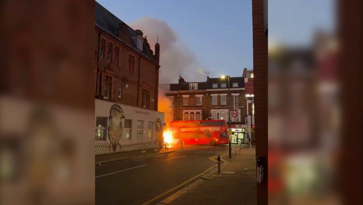 Exploding Double Decker Bus Double-decker bus bursts into flames during morning…