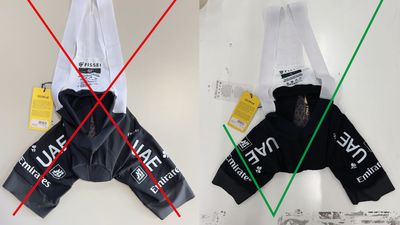 UAE Team Emirates replica shorts shipped with upside down logos