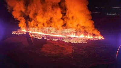 Volcano Erupts On Outskirts Of Fishing Village Grindavik