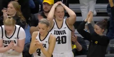 Caitlin Clark casually hit a step-back 3 from the logo and her Iowa teammate’s reaction summed it all up