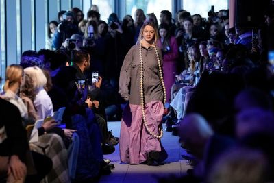 MILAN FASHION PHOTOS: Simon Cracker's upcycled looks are harmonized with dyeing. K-Way pops color