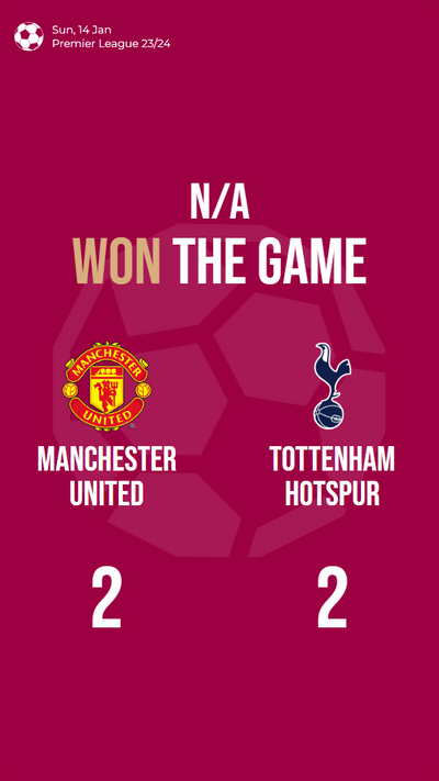 Manchester United and Tottenham Hotspur battle to a 2-2 draw