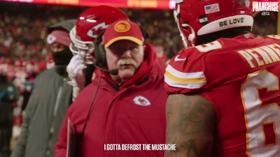 Mics caught Andy Reid joking about defrosting his mustache during freezing Chiefs game