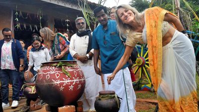 Foreign tourists get a taste of Pongal at celebrations in Auroville