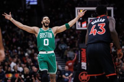 Boston’s Jrue Holiday, Jayson Tatum set the tone with Jaylen Brown out in win over the Raptors