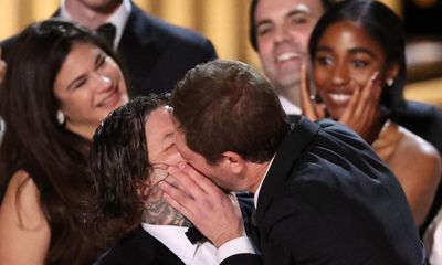 ‘My mouth was going towards his mouth’: why famous men are kissing at awards ceremonies