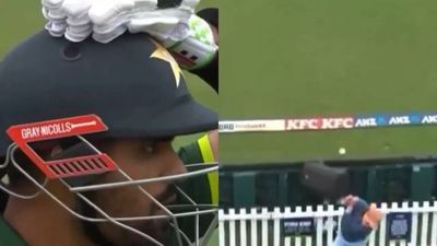 Watch: Babar Azam's six knocks over a spectator during 3rd T20I between New Zealand and Pakistan