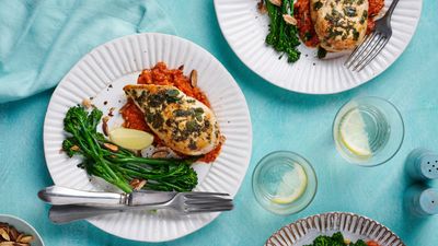 Herby chicken with Romesco sauce