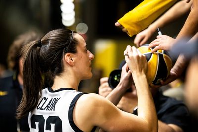 Caitlin Clark gifted the shoes off her feet to a young Hawkeyes fan in adorable postgame moment