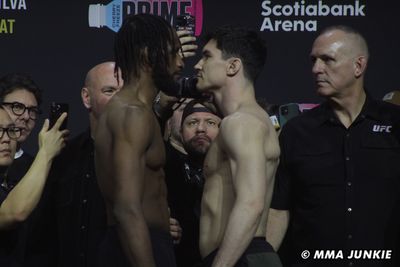 UFC 297 ceremonial weigh-in faceoff highlights and photo gallery